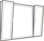 Tilt & turn + fixed + tilt & turn window opening type