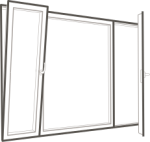 Tilt & turn + fixed + turn only window opening type
