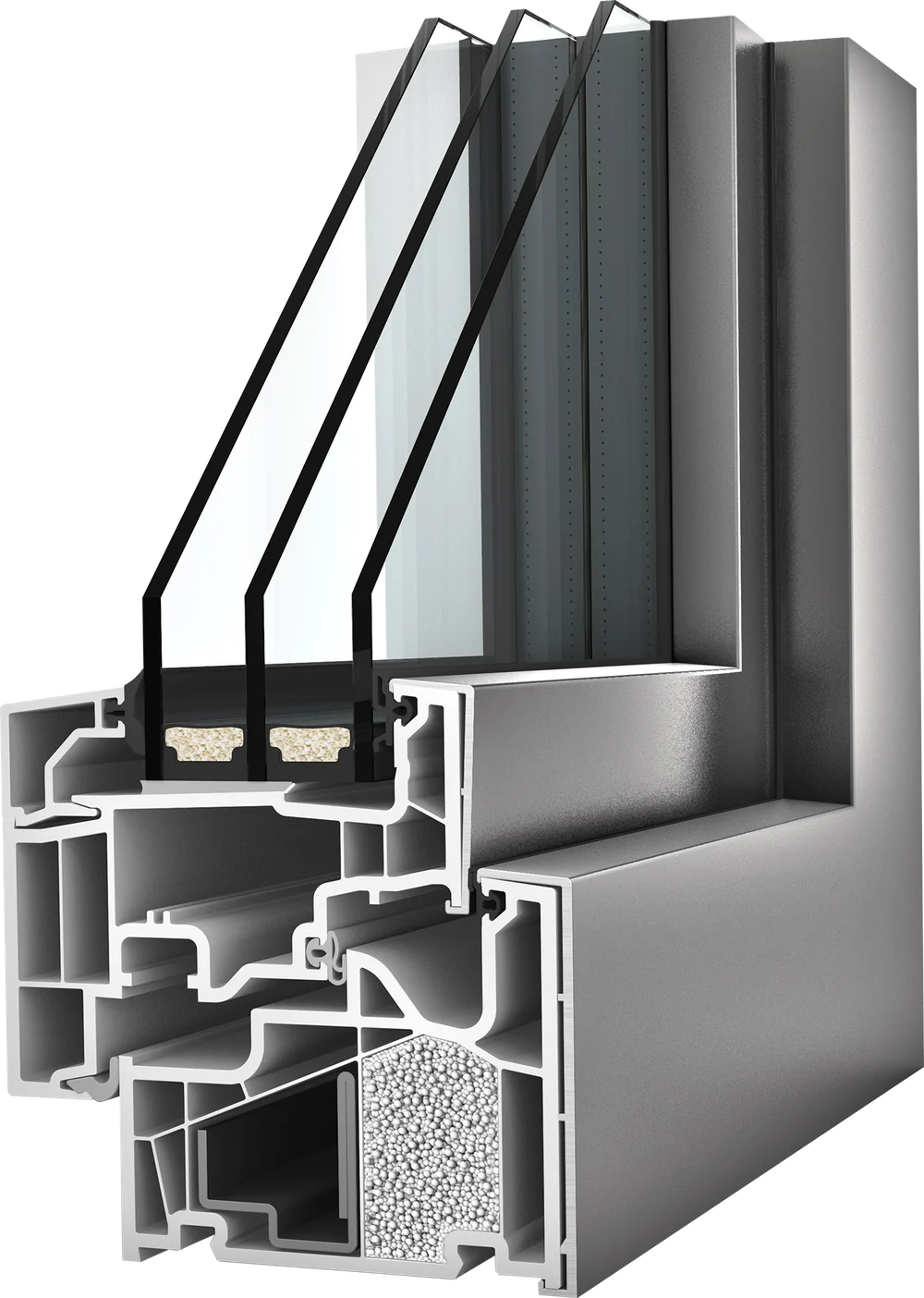 KF 410 uPVC / Aluminum cross-section